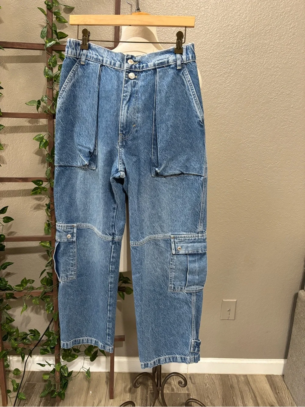 Free People Marx Slouchy Cargo Blue 28